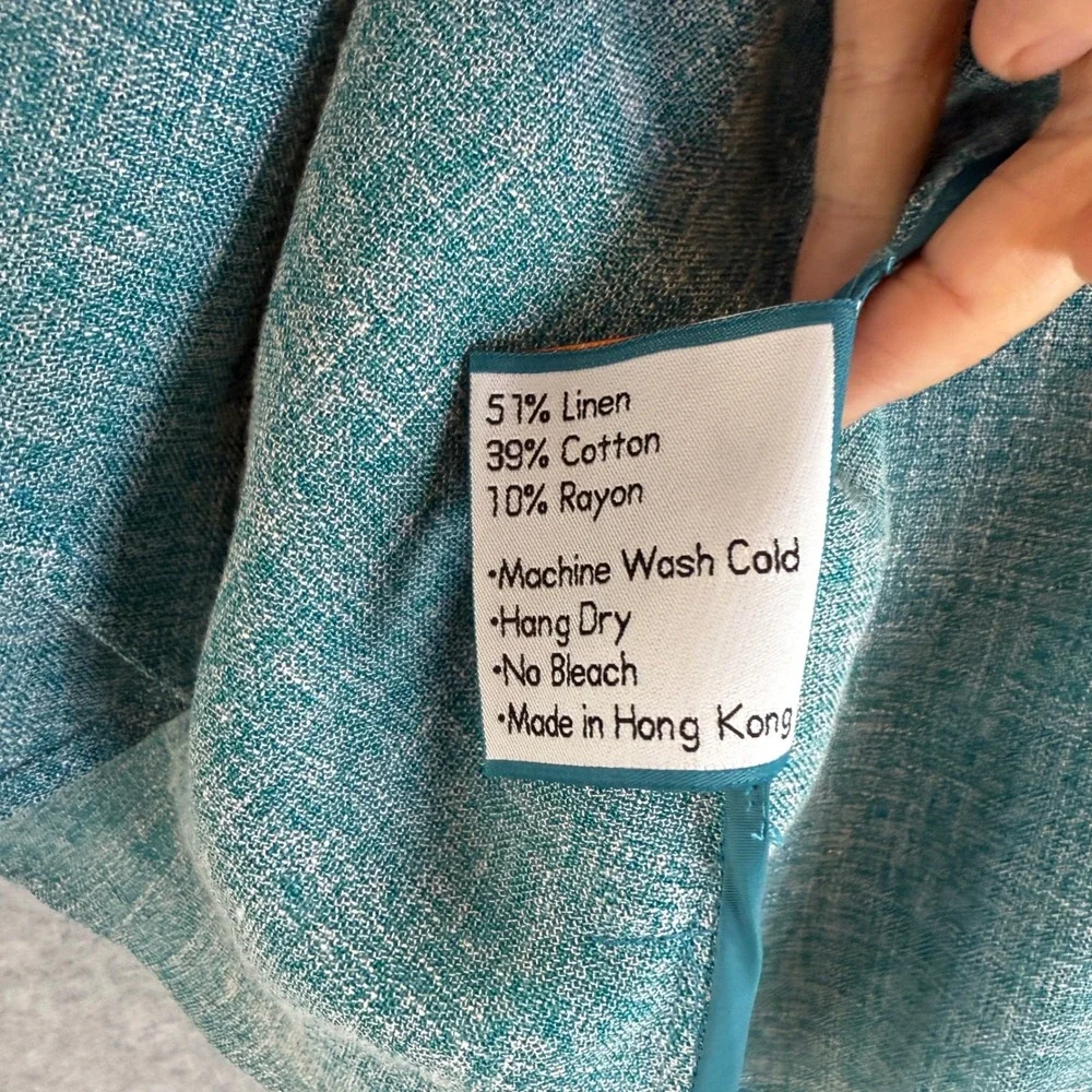 Signature Collection by Fridaze Linen Blend Open Front Jacket Topper Teal Blue M